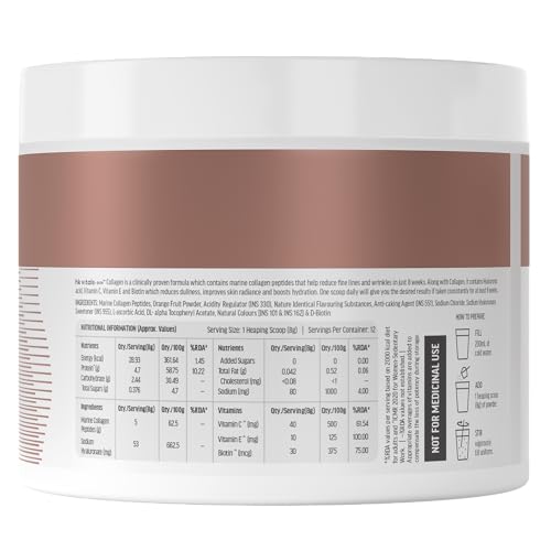 hk vitals Skin Radiance Marine Collagen Supplement (Lemon, 100g) & Sipper Bottle (Grey, 300ml) Combo Pack | With Vitamin C & E, For Healthy Skin, Hair & Nails