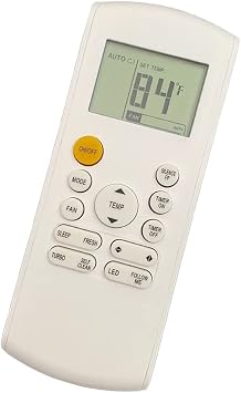 Replacement Remote Control for Midea MRCOOL FRIMEC Klimaire RG57B1/BGE RG57B2/BGE RG57A/BGE RG57E1/BGEU1 RG57A7/BGEF RG57A6/BGEFU1 RG57B/BGE RG57/BGE RG57A6/BGEF RG57H3/BGEFU1 AC Air Conditioner