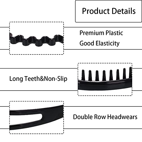 Boyivi 10 Pcs Non Slip Fashion Effortless Plastic Headbands With Teeth Skinny Hair Bands Combs For Women Men Teen Boys Girls #TOP2