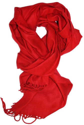 LibbySue--Solid Color Cashmere Feel Winter Scarf in Classic Red
