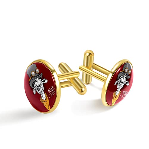 Mancuernillas para hombre con jirafa y fondo rojo miniatura 2