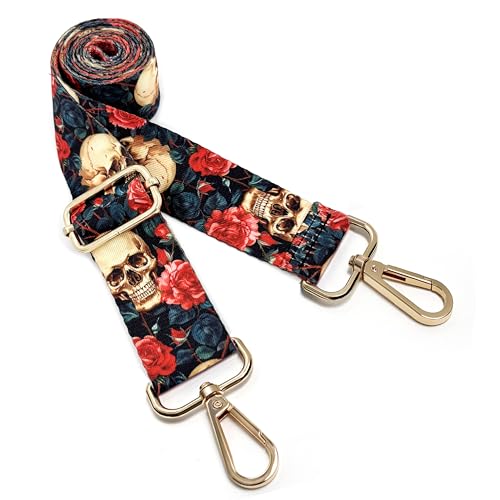 Image of Dsigo Purse Strap, 1.5 inch Wide Gold Alloy Buckle Floral Printing Crossbody Shoulder Strap for Bag Handbag Crossbody Bags