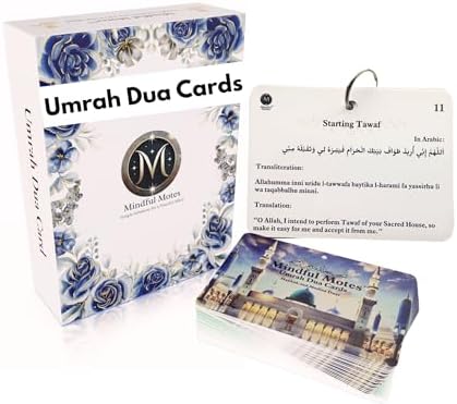Umrah Dua Cards – Islamic Cards, Portable with Storage Box & Lanyard & Gift Box, Umrah Ess...