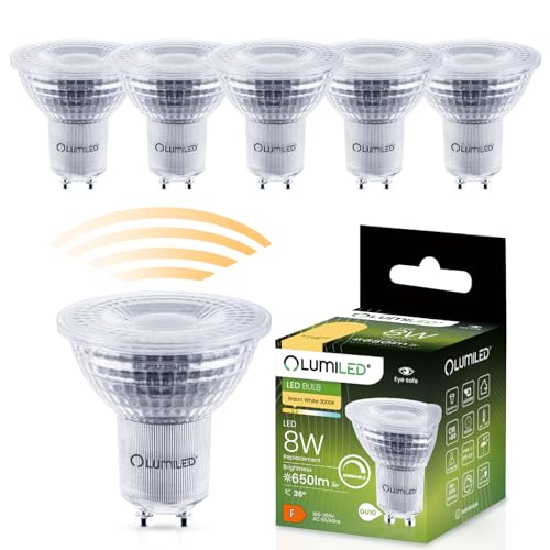 Lumiled LED GU10 Lampe 8W 650lm Warmweiß 3000K dimmbar ersetzt 80W CRI>80 Reflektor Spot 36° Abstrahlwinkel 6er Pack Energiespar Leuchtmittel 230V für Wohnzimmer Küche Büro Hotel