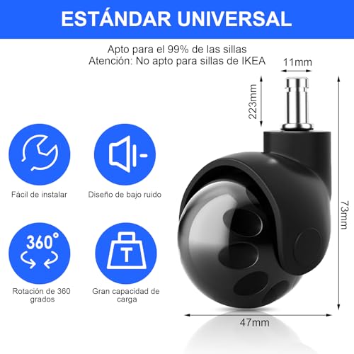 Rodajas para sillas de oficina 23 Imagen adicional