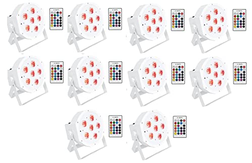 10 Rockville Battery PAR 61 White Rechargeable RGBWA+ DMX DJ Up-Lights+Remotes