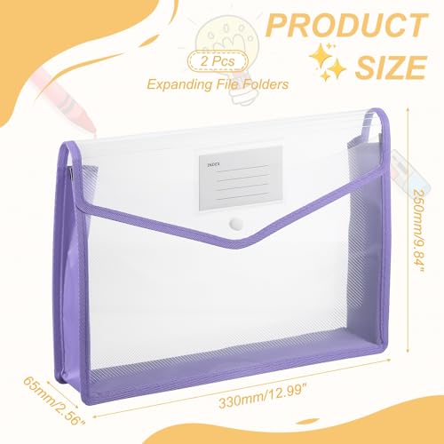 Dossiers expandables plastiques A4 range document horizontal violet avec pochette à pression