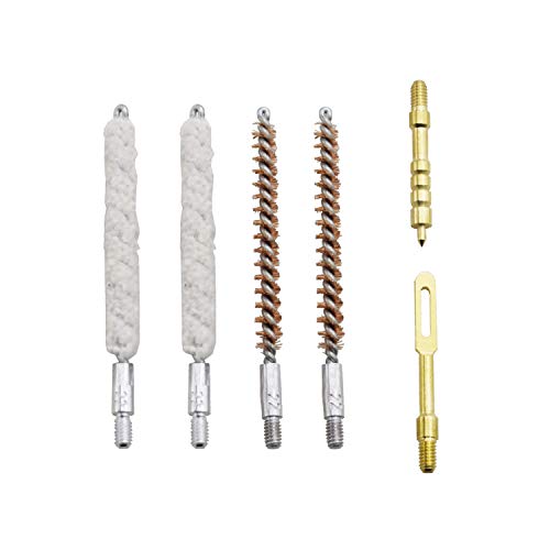 Yutoner Universal Gun Rifle Pistol Cleaning Kit 6-Pack Gun Cleaning Supplies with Gun Jags, Brass Cotton Gun Cleaning Bore Brushes, Solid Brass Patch Holder (.22cal 5.56mm)