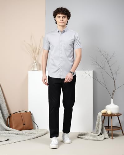 Image of Majestic Man Slim Fit Pure Cotton Half Sleeve Solid Casual Shirt