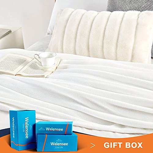 Walensee Fleece Blanket Plush Throw Fuzzy Lightweight (Throw Size 50X60 White) Super Soft Microfiber Flannel Blankets For Couch, Bed, Sofa Ultra Luxurious Warm And Cozy For All Seasons #TOP1