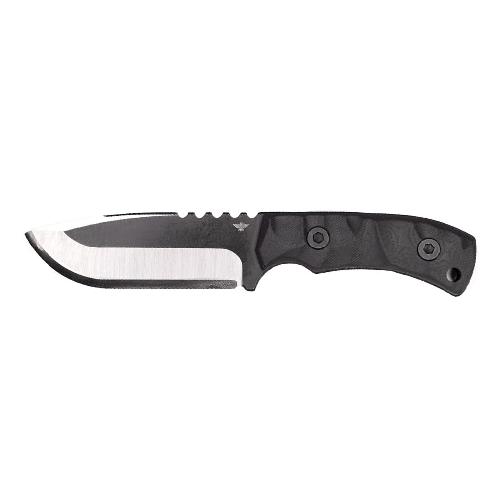 RavenCrest Tactical Blackridge Fixed Blade Knife – Full Tang D2 Steel – Blade-Heavy Design – Stonewashed Finish – Compact G10 Handle – Kydex Sheath with Tek Lok