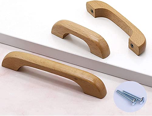 Tiradores de cajón de madera para armarios de cocina, pack de 3 pomos en D con tornillos 6