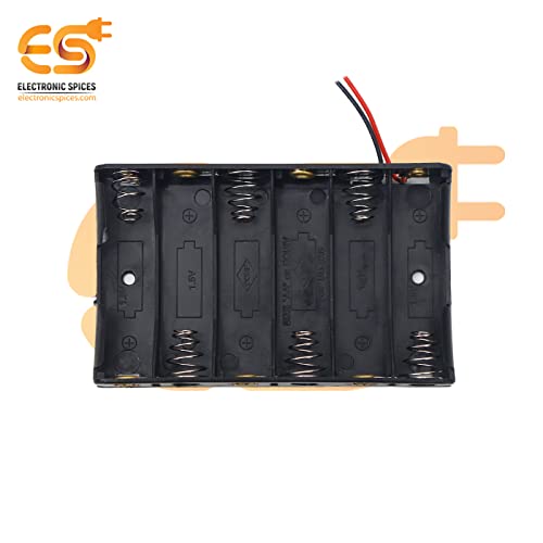 Image of Electronic Spices AA 6 Cell Battery Holder Hard Plastic Case With Wire Pack of 1 (1.5v X 6 Cells = 9volt)