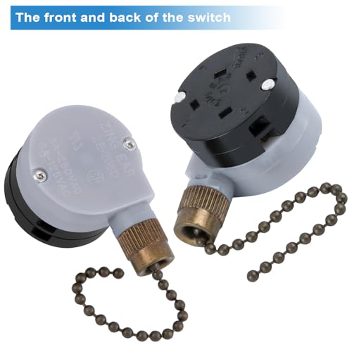 Interruptor de ventilador Zing Ear ZE-208D para regular 3 velocidades con cadena de bronce 3