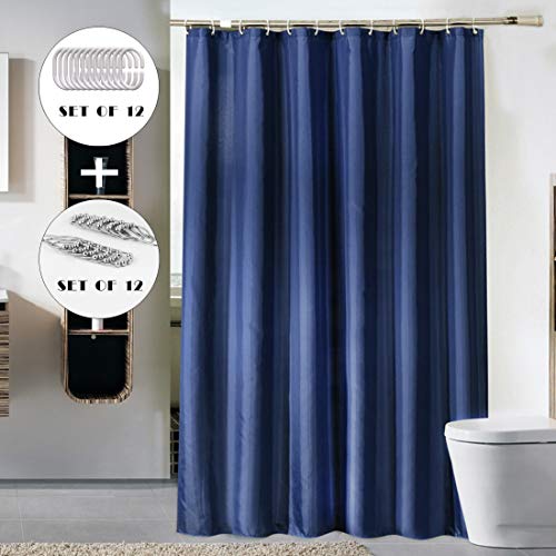 CDGroup 180x180cm Cortina de Baño Ducha con 12 Gancho de Plástico 100% Poliéster Protección de Privacidad Impermeable Prueba de Moho Antibacteriana Regalo de 12 Anillos de Acero Inoxidable