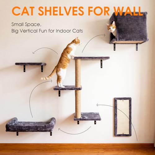 Sistema de Estantes para Gatos 5en1 Negro miniatura 2