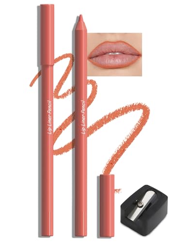 Jutqut 2Pcs Matte Lip Liner with Sharpener, Wasserfester & Langanhaltender Lippenkonturenstift, Smudge-proof Lipliner, Soft Texture Lip Liner Pencil, Precise Application & Contouring