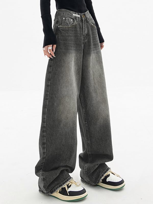 EMMIOL Jeans for Women Wide Leg Baggy Jeans Y2K Casual Loose Boyfriends Trousers Vintage Streetwear