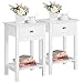 Yaheetech Set 2 Comodini Bianchi in Stile Shabby Chic Comodino Camera da Letto Moderni 40 x 30 x 61 cm con Cassetto e Ripiano in Legno e MDF Tavolini Soggiorno Laterale da Divano Salotto