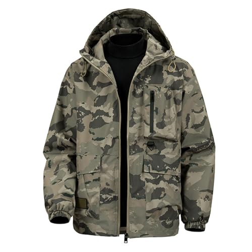 Men's Tactical Jacket Camo Water Resistant Soft Shell Winter Coats Lightweight Mountain Sport Jacket Hooded Windbreaker