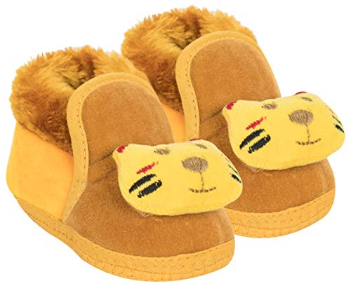Neska Moda 6 To 12 Months Baby Boys & Girls Lion Face Velvet Baby Booties