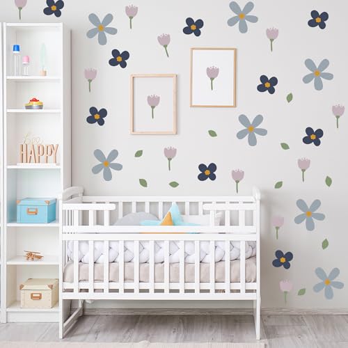 Vinilos decorativos de flores Boho para pared 6 hojas miniatura 1