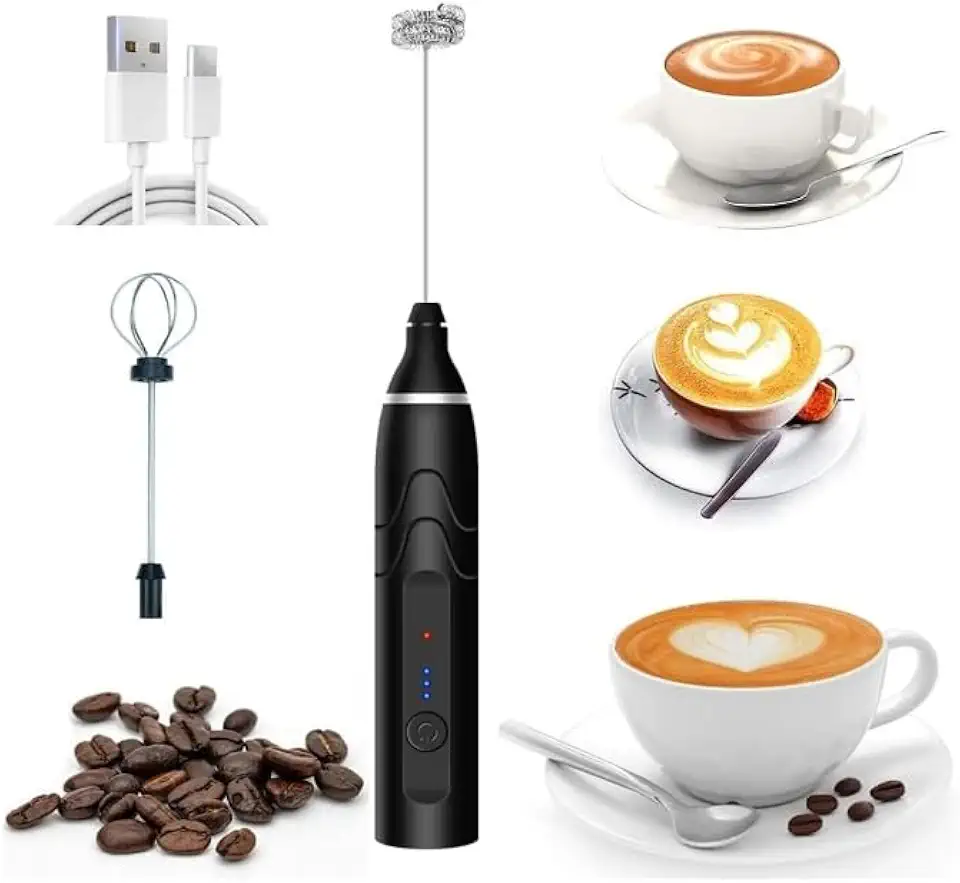 Misturador De Bebidas Elétrico Portátil Em Aço Inox - Haste de 20cm Para Café Cappuccino Coquetéis E Milk-Shake