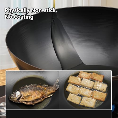 Wok de hierro 30 cm con tapa y mango de madera miniatura 4