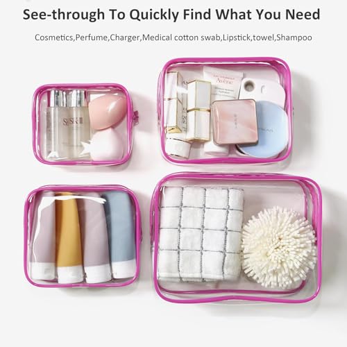 Image of LETGO 4 PCS Clear Insert Bag for Bogg Bag, 4 Sizes Waterproof Beach Bag Organizer Pouch with Bogg Bag Hooks Accessories,Transparent Zipper Makeup Toiletry Bag for Rubber Tote Bag Beach Travel