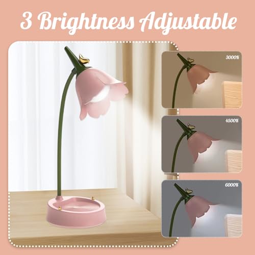 Lampe de table à fleurs LED rechargeable avec porte-stylo tactile - 8