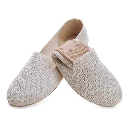 Jifenkla Ballerinas Damen Flache Atmungsaktive Schuhe Slip On Runde Zehe Loafer Slip On Walking Ballerina Sommerschuhe Niedriger Weich Loafer Stoffschuhe