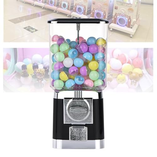 LwiftGal Kapselautomat Mit 200 SpielbäLlen/KapselhüLlen, Verkaufsautomat, SüßIgkeitenautomat, Kommerzieller Kaugummiautomat, Stabiler Verkaufsautomat FüR BäLle Black-Capsuleshell