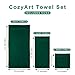 COZYART Dark Green Bath Towel Set 6Pcs, Turkish Cotton Hotel Soft Absorbent Thick Bathroom Towel Sets of 6 with 2 Large Bath Towels, 2 Hand Towels, 2 Washclothes, 650 GSM