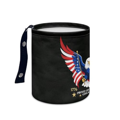 Image of 250th Anniversary USA Car Trash Can Cute Garbage Bin Hanging Portable Dustbin Bin Waste Basket Collapsible Small Trash Can Easy to Clean