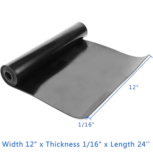 Image of WochiTV Solid Rubber Sheets, Strips, 12 inch Wide x 1 /16 inch Thick x 24 inch Long Neoprene Rubber Sheets Perfect for DIY Gasket Material, Sealing, Liner, Shield, Padding, Mat