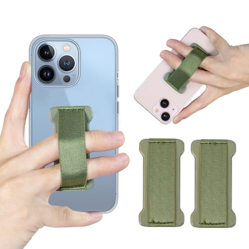Correa de dedo anticaídas y soporte universal para teléfono inteligente ergonómico verde 2 unidades