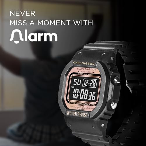 Image of Carlington Digital Sports Watch Dual Time, Alarm, Calendar, Stopwatch, Water-Resistant, Shock-Resistant, Back Light Display. The Perfect Watch for Men - CT 1801