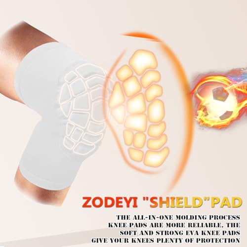 ZODEYI Wrestling Knee Pads Short Knee Sleeve, 2 Pcs Knee Compression Sleeve for Football, Basketball, Volleyball(White_M_2 Pcs)