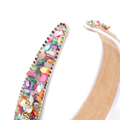 Gmmidea Rhinestone Women Headband Sparkle Diamond Crystal Headband Padded Wide Hairband Glitter Hair Accessories For Women Girls Rainbow #TOP3