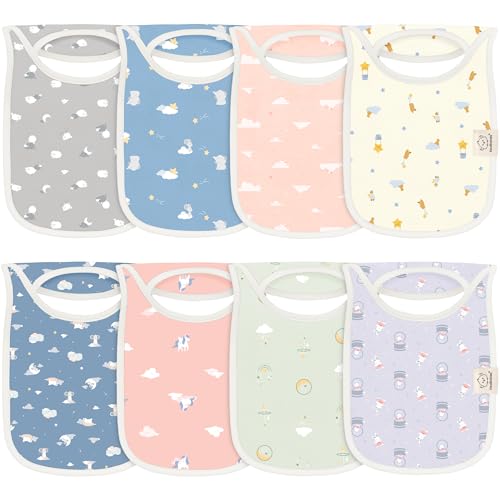 Image of KeaBabies 8-Pack Bibs for Baby Girl, Boy - Pullover Large Baby Bibs for Drooling and Teething Infant, Newborn, Soft & Absorbent Organic Cotton, Long Torso Coverage Keep Toddler Clean & Dry (Dreamers)