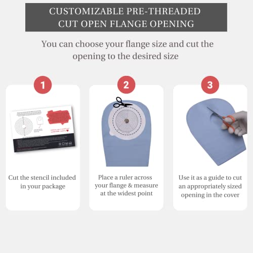 Ostomy Bag Covers - Adjustable Cut To Fit Opening For Every Flange Size - 4 Pack W/ 4 Colors To Mix & Match - 100% Cotton #TOP3