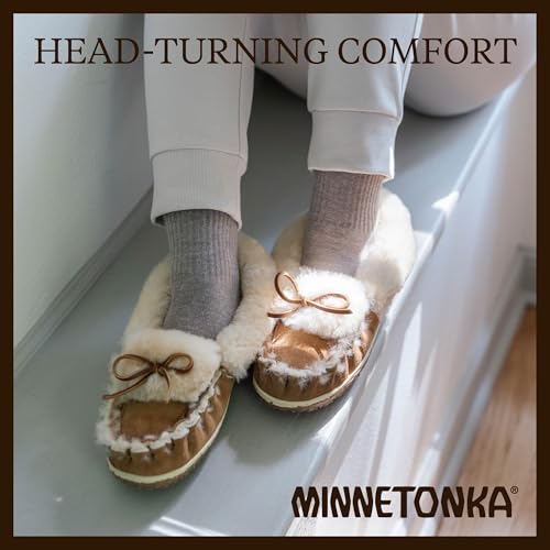 Minnetonka Ultimate Sheepskin Slipper – Indoor/Outdoor Slippers for Women with Hard Sole Design and Breathable Sheepskin4