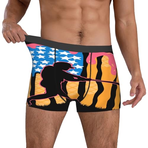 Baseball Ice Cream American Flag Underwear for Men Gifts Men's Boxer Briefs Breathable Underpants Fit Daily Wear​4