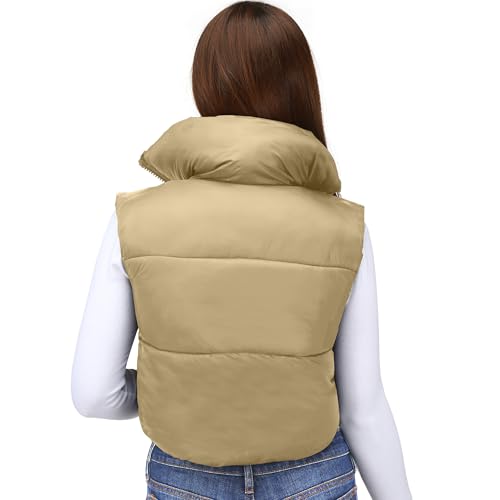 NY Threads Cropped Puffer Vest Women Lightweight Stand Collar Sleeveless Zip Up Winter Padded Gilet2