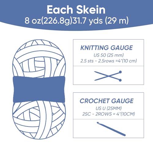 Image of 8 Packs Jumbo Chunky Chenille Yarn - 1820g(64oz) 254 Yards (761ft) Bulky Yarn - Chunky Yarn for Hand Knitting Blanket,Cushions, Pet Bed - Soft and Durable(Rice Grey)