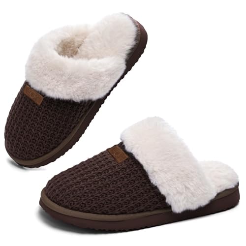 Image of OOW Cozy House Slippers for Women with Memory Foam Fuzzy Shoes for Indoor