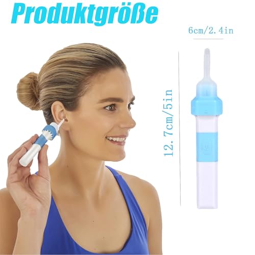Ohrenschmalz Entferner- Elektrisch Ohrenreiniger, Sicheres Und Weiches Ear Cleaner, Mit 2 Waschbaren Ersatzköpfen Und Batterie, Geeignet Für Kinder Und Erwachsene Ohr Reinigung (A)