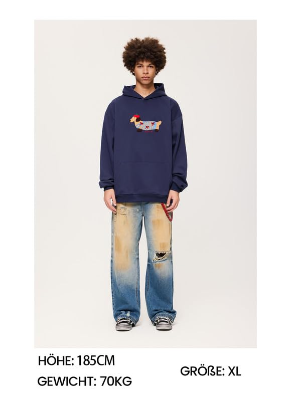 Aelfric Eden Hoodie Herren Oversize Kapuzenpullover Langarm Sweatshirt Y2K Hoody mit Kapuze Basic Kapuzen Pullover Vintage Hooded mit Muster Unisex Sport Oberteile Streetwear Weiß, M