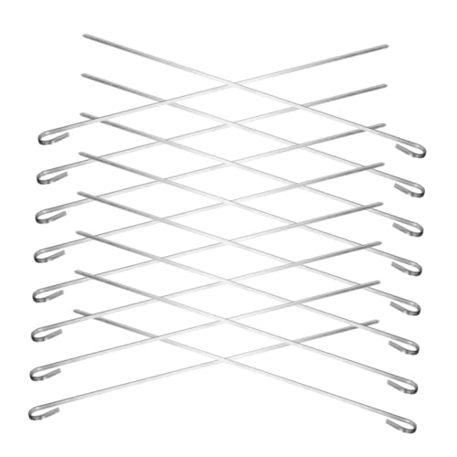 iplusmile 16 Piezas brochetas de barbacoa palitos de barbacoa agujas de barbacoa brochetas de metal para asar brocheta de barbacoa brocheta de metal a la barbacoa Acero Plata