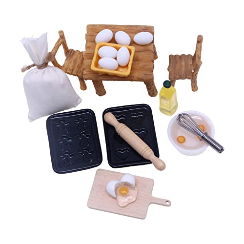 Oshhni Miniatur Puppenhaus Nudelholz, Puppenhaus Zubehör 1:12 Lebensmittel, Puppenhaus Küche Restaurant Zubehör, Miniatur Zubehör Eier, Puppenhaus Küche Backset Zubehör Miniatur Möbel Tisch Cover